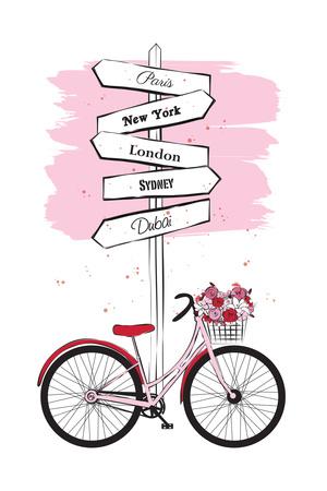 Pink Bike by Martina Pavlova - 24x16 Art Print Poster