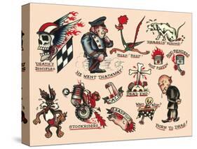 Biker Authentic Tattoo Flash by Norman Collins, aka, Sailor Jerry-null-Stretched Canvas