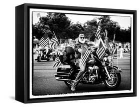 Biker, Harley Davidson, Black and White Photography, Vintage, California, United States-Philippe Hugonnard-Framed Stretched Canvas