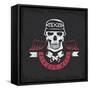 Biker Theme Grunge Label with Pistons ,Wings and Skulls-UVAconcept-Framed Stretched Canvas