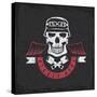 Biker Theme Grunge Label with Pistons ,Wings and Skulls-UVAconcept-Stretched Canvas