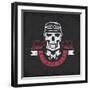Biker Theme Grunge Label with Pistons ,Wings and Skulls-UVAconcept-Framed Art Print