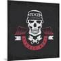 Biker Theme Grunge Label with Pistons ,Wings and Skulls-UVAconcept-Mounted Art Print
