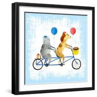 Bikes and Best Friends-Ling's Workshop-Framed Art Print