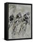 Bikes In The Rain-Pol Ledent-Framed Stretched Canvas