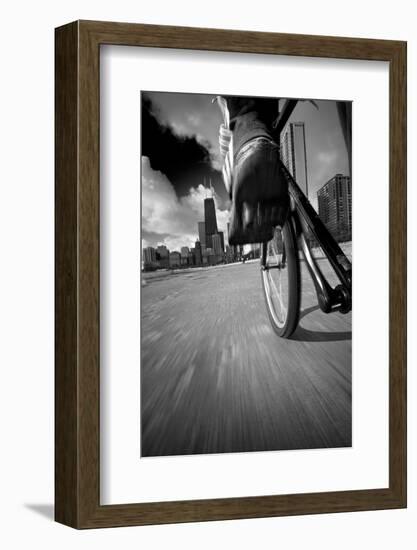 Biking Chicagos Lakefront BW-Steve Gadomski-Framed Photographic Print