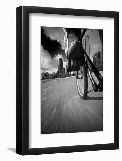 Biking Chicagos Lakefront BW-Steve Gadomski-Framed Photographic Print