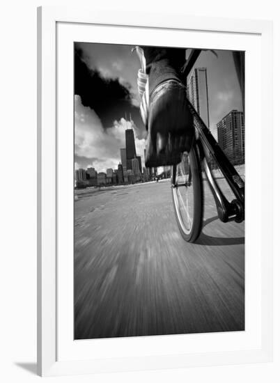 Biking Chicagos Lakefront BW-Steve Gadomski-Framed Photographic Print