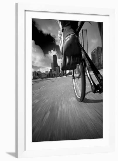 Biking Chicagos Lakefront BW-Steve Gadomski-Framed Photographic Print