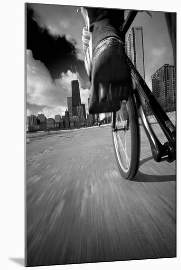 Biking Chicagos Lakefront BW-Steve Gadomski-Mounted Photographic Print