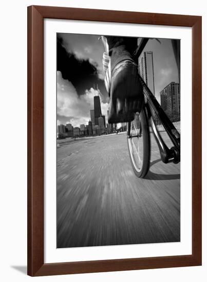 Biking Chicagos Lakefront BW-Steve Gadomski-Framed Photographic Print