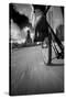 Biking Chicagos Lakefront BW-Steve Gadomski-Stretched Canvas