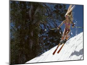 Bikini Clad Snow Skier-null-Mounted Premium Photographic Print