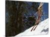 Bikini Clad Snow Skier-null-Stretched Canvas