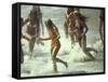 Bikini Clad Teens Frolicking in Surf at Beach-Co Rentmeester-Framed Stretched Canvas