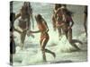 Bikini Clad Teens Frolicking in Surf at Beach-Co Rentmeester-Stretched Canvas