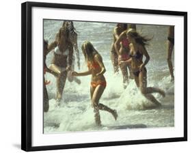 Bikini Clad Teens Frolicking in Surf at Beach-Co Rentmeester-Framed Photographic Print