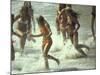 Bikini Clad Teens Frolicking in Surf at Beach-Co Rentmeester-Mounted Photographic Print