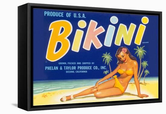 Bikini Fruit Crate Label-null-Framed Stretched Canvas