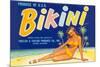 Bikini Fruit Crate Label-null-Mounted Art Print