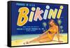 Bikini Fruit Crate Label-null-Framed Stretched Canvas