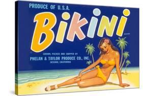 Bikini Fruit Crate Label-null-Stretched Canvas