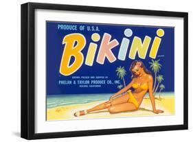 Bikini Fruit Crate Label-null-Framed Art Print
