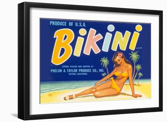 Bikini Fruit Crate Label-null-Framed Art Print