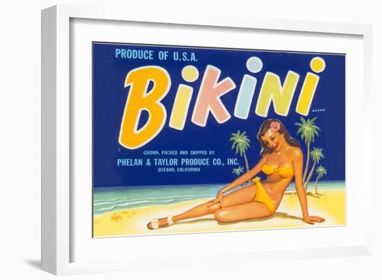 Bikini Fruit Crate Label-null-Framed Art Print