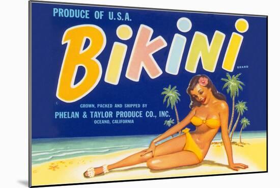 Bikini Fruit Crate Label-null-Mounted Art Print