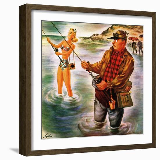 "Bikini Surf Fisher," July 26, 1947-Constantin Alajalov-Framed Giclee Print