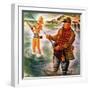 "Bikini Surf Fisher," July 26, 1947-Constantin Alajalov-Framed Premium Giclee Print