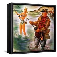 "Bikini Surf Fisher," July 26, 1947-Constantin Alajalov-Framed Stretched Canvas