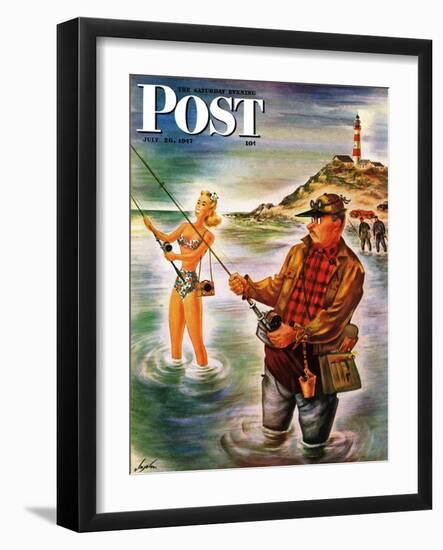 "Bikini Surf Fisher," Saturday Evening Post Cover, July 26, 1947-Constantin Alajalov-Framed Giclee Print