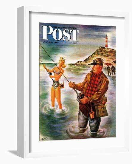 "Bikini Surf Fisher," Saturday Evening Post Cover, July 26, 1947-Constantin Alajalov-Framed Giclee Print