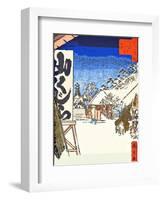 Bikuni Bridge in Snow-Ando Hiroshige-Framed Giclee Print