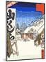 Bikuni Bridge in Snow-Ando Hiroshige-Mounted Giclee Print