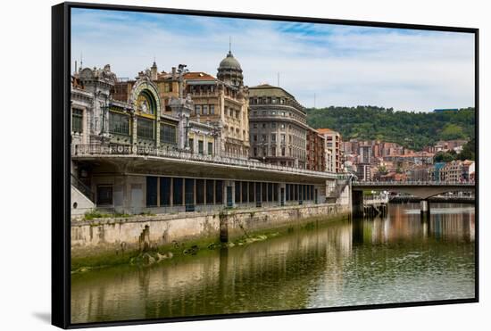 Bilbao-Abando Railway Station and the River Nervion, Bilbao, Biscay (Vizcaya)-Martin Child-Framed Stretched Canvas