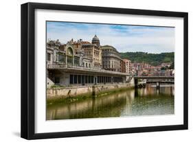 Bilbao-Abando Railway Station and the River Nervion, Bilbao, Biscay (Vizcaya)-Martin Child-Framed Photographic Print