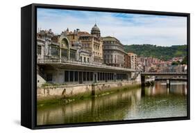 Bilbao-Abando Railway Station and the River Nervion, Bilbao, Biscay (Vizcaya)-Martin Child-Framed Stretched Canvas