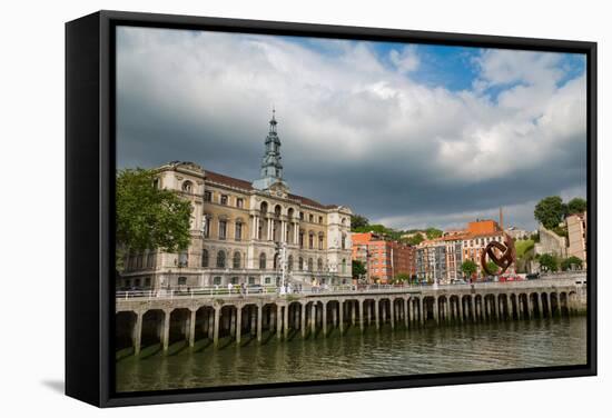 Bilbao City Hall on the River Nervion, Bilbao, Biscay (Vizcaya), Basque Country (Euskadi), Spain-Martin Child-Framed Stretched Canvas