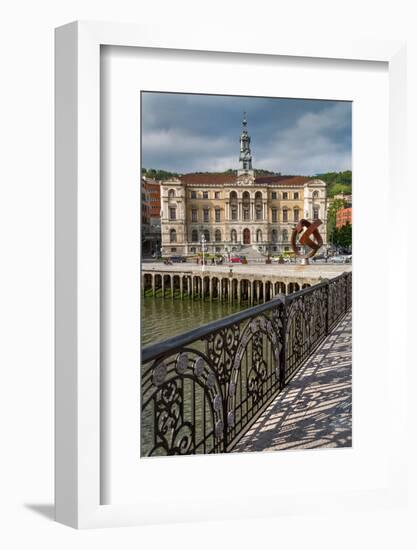 Bilbao City Hall on the River Nervion, Biscay (Vizcaya), Basque Country (Euskadi), Spain, Europe-Martin Child-Framed Photographic Print