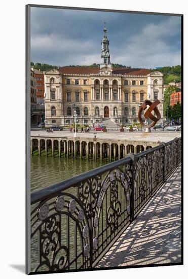 Bilbao City Hall on the River Nervion, Biscay (Vizcaya), Basque Country (Euskadi), Spain, Europe-Martin Child-Mounted Photographic Print