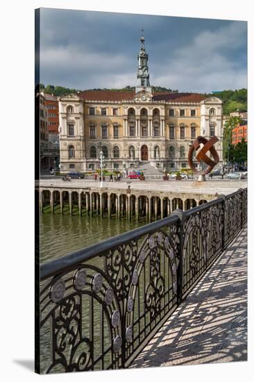 Bilbao City Hall on the River Nervion, Biscay (Vizcaya), Basque Country (Euskadi), Spain, Europe-Martin Child-Stretched Canvas