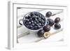 Bilberries and Plums with Enamel Dishes-Andrea Haase-Framed Photographic Print