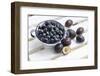 Bilberries and Plums with Enamel Dishes-Andrea Haase-Framed Photographic Print