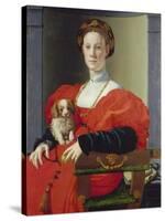 Bildnis Einer Dame Mit Schosshuendchen, 1537-1540-Agnolo Bronzino-Stretched Canvas