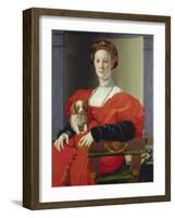 Bildnis Einer Dame Mit Schosshuendchen, 1537-1540-Agnolo Bronzino-Framed Giclee Print