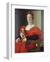 Bildnis Einer Dame Mit Schosshuendchen, 1537-1540-Agnolo Bronzino-Framed Giclee Print