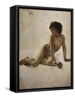 Bildnis Eines Nackten Knaben(Akademia) 1887-Joaquin Sorolla-Framed Stretched Canvas